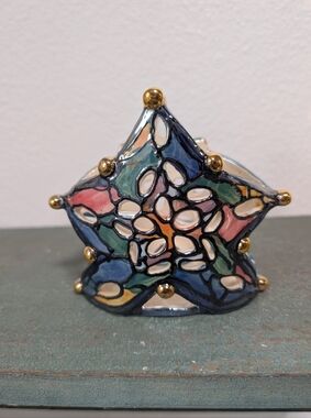 Blue Sky Heather Goldminc Star of Wonder Tea light Votive Candle Jar Holder